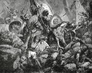 15 अगस्त, 778, c.1890 में रोन्सवेक के दर्रे में लड़ाई द्वारा हरमन वोगेल
